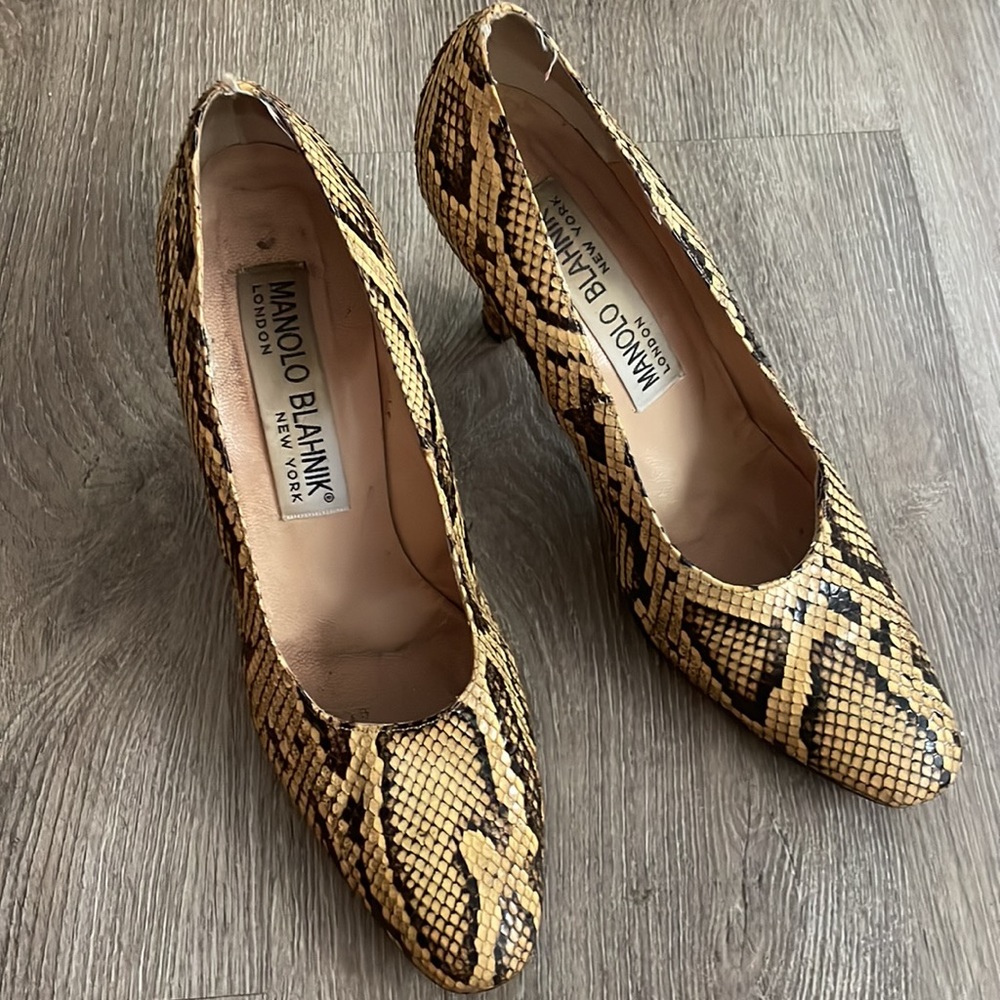 Vintage Authentic Manolo Blahnik Python Snakeskin… - image 2